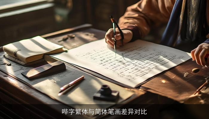 哔字繁体与简体笔画差异对比
