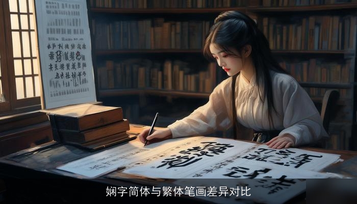 娴字简体与繁体笔画差异对比